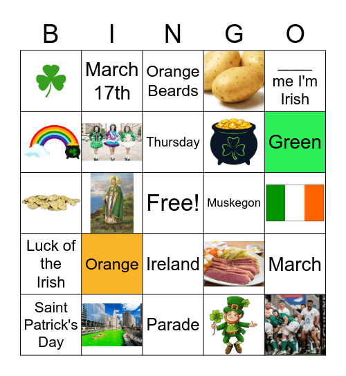 Saint Patrick's Day Bingo Card
