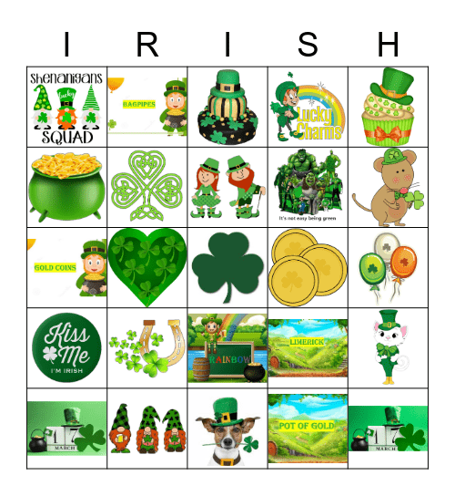 Happy St. Patricks Day Bingo Card