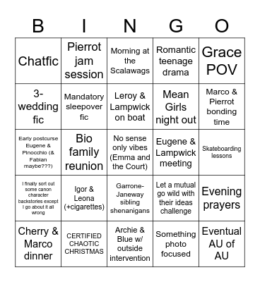 Thousand Problems Prompt Bingo Card