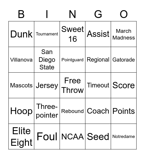 March Madness Bingo Card