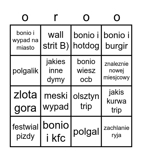 po zawodach Bingo Card