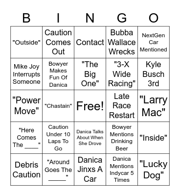 Nascar 2022 Bingo Card