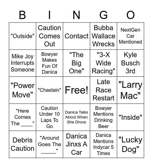 Nascar 2022 Bingo Card