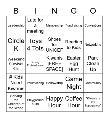 Zoom Kiwanis Bingo Card