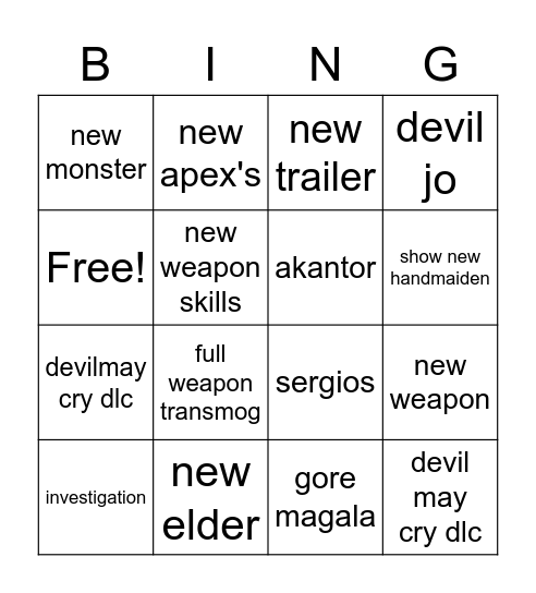 monster hunter rise dlc Bingo Card