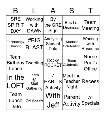 #SRESelfieChallenge Bingo Card