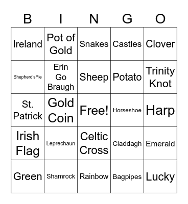 St. Patrick's Bingo Card