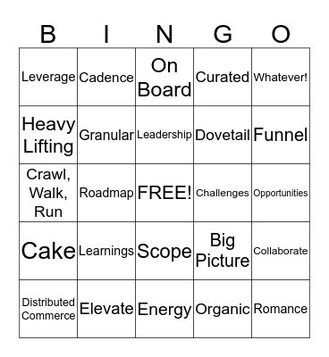 HSN Buzzword Bingo Card