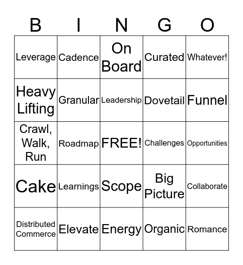 HSN Buzzword Bingo Card