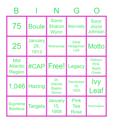 Sisterly Relations Bingo Card