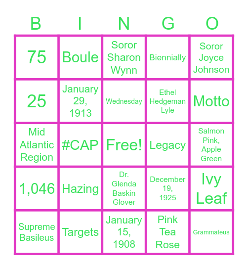 Sisterly Relations Bingo Card