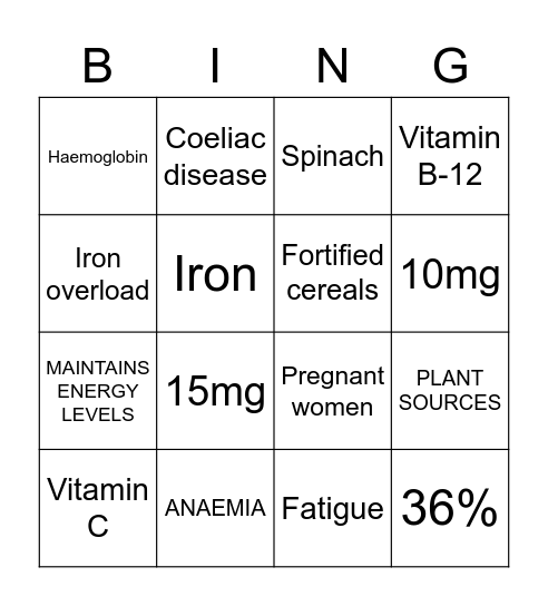 MICRONUTRIENT BINGO Card