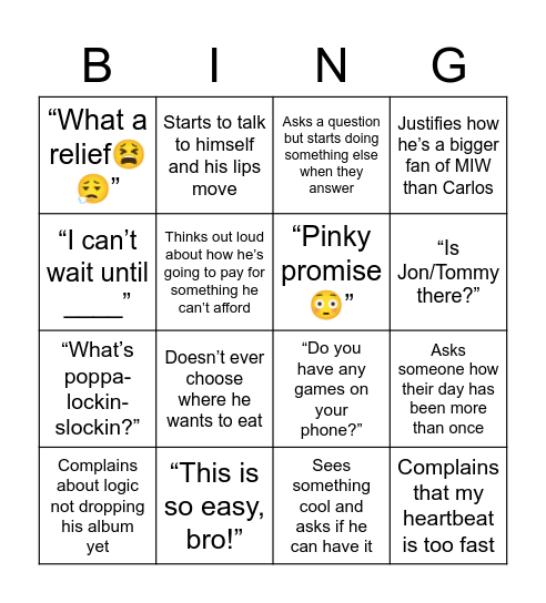 Isaih bingo Card