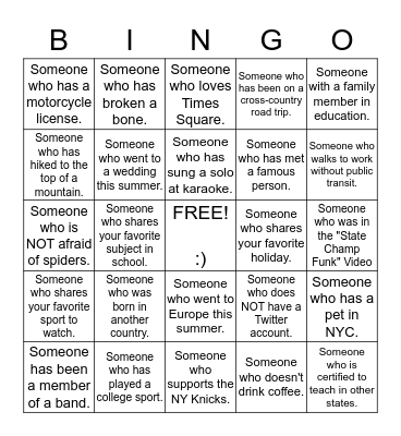 Morning Bingo #3 Bingo Card