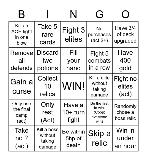 SPIRE WITH FRIENDS BINGO Card