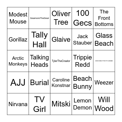 Gay Music Bingo Card