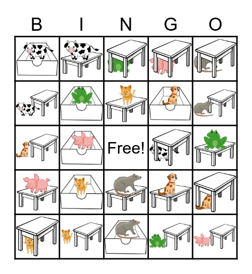 Where is the animal? Bingo Card