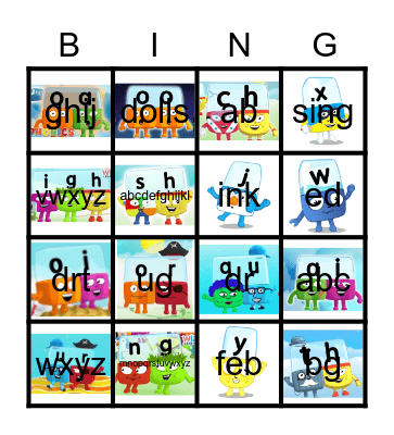 Alphablocks Bingo Phase 3 Bingo Card