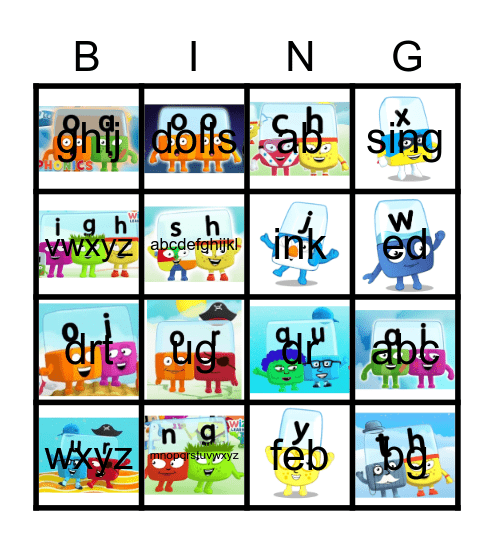 Alphablocks Bingo Phase 3 Bingo Card