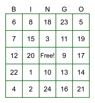 Math Olympics 2022 Bingo Card