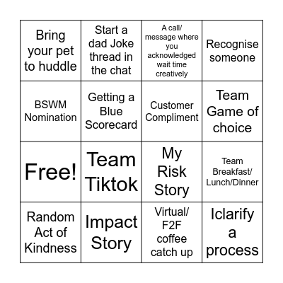 CBA Bingo Card