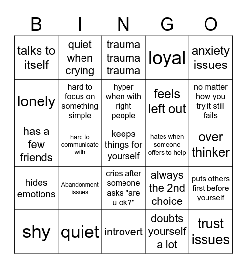 Jami kinnie Bingo! Bingo Card