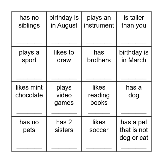 Find Someone who. . . Bingo Card