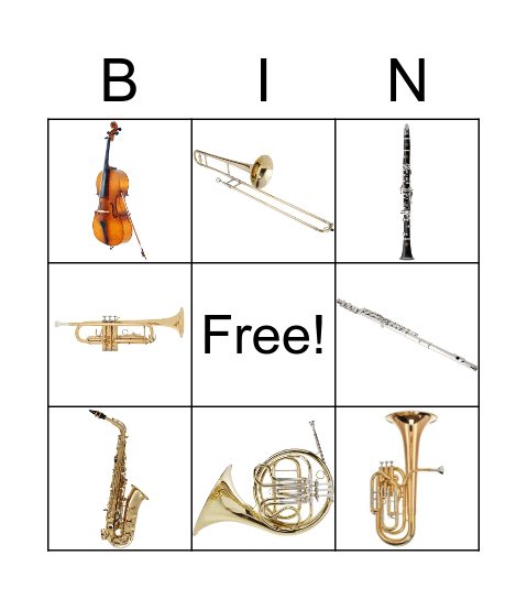 Instrument Bingo- Picture Bingo Card