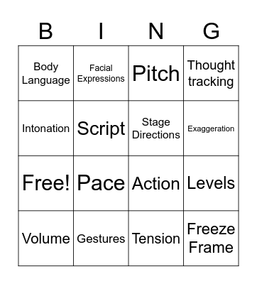 Drama Bingo Card