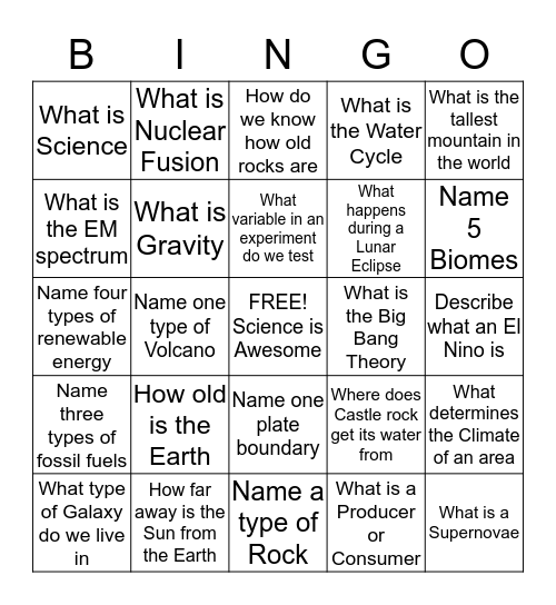 Untitled Bingo Card
