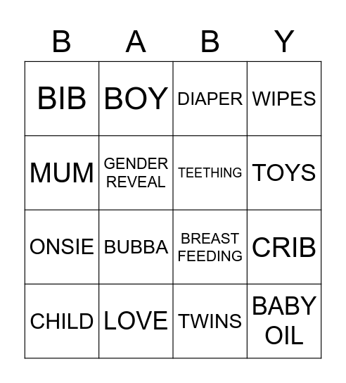 BABY YUSSUF Bingo Card