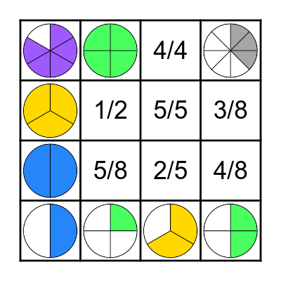 Fraction Circles Bingo Card