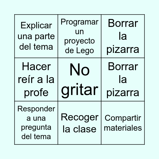 El bingo de Robotix Bingo Card