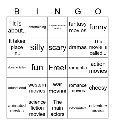 Las peliculas Bingo Card