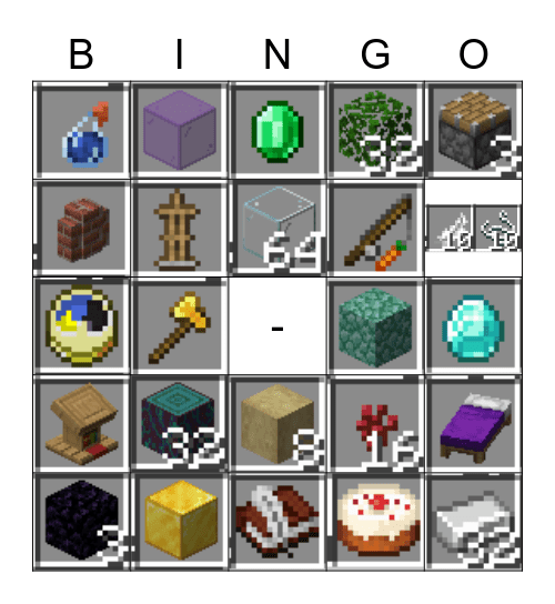 Minecraft Bingo Card