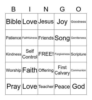 Children's Church BINGO Card