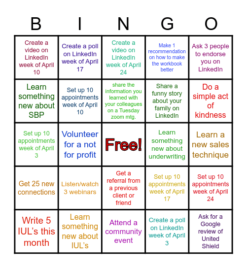 United Shield Bingo Card