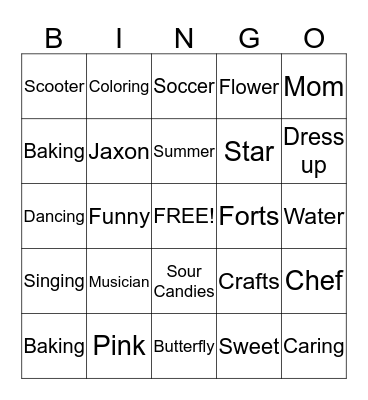 Kenzie Bingo Card