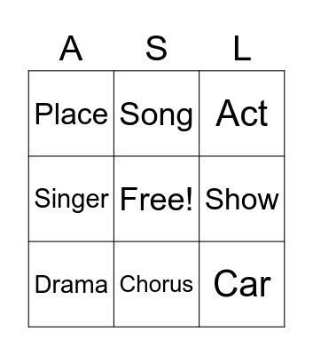 ASL Favorites Bingo Card