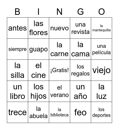 BINGO REVIEW 4 Bingo Card