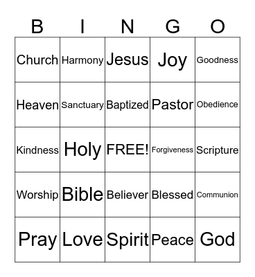 Children's Church BINGO Card