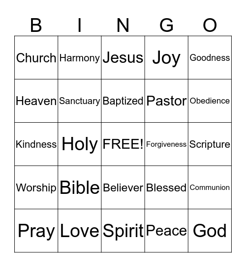 Children's Church BINGO Card