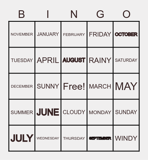 BINGO Card