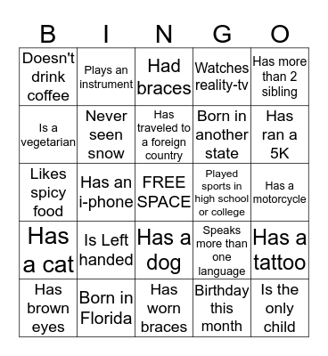 Whole Foods New Hire Orientation Bingo Card