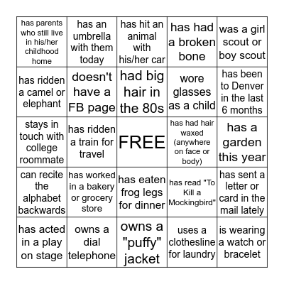 TES Bingo Card