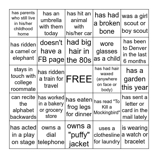 TES Bingo Card