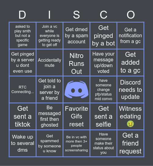 Discord Bingo (By Logjitzu) Bingo Card