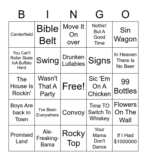 Elks Misc. Hits Bingo Card