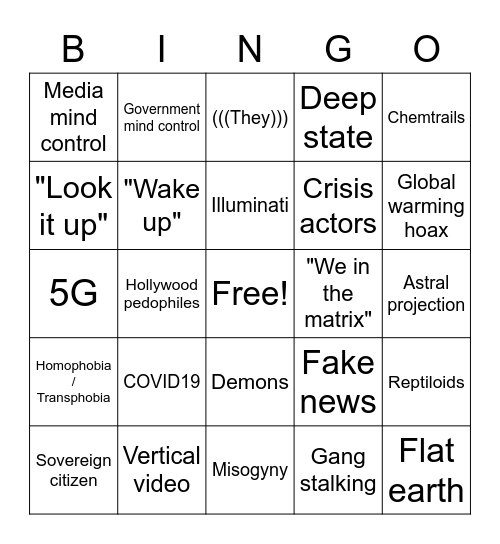 Conspiracy Bingo Card