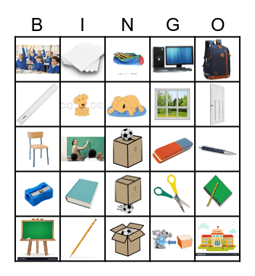 SCHOOL and PREPOSITIONS Bingo Card